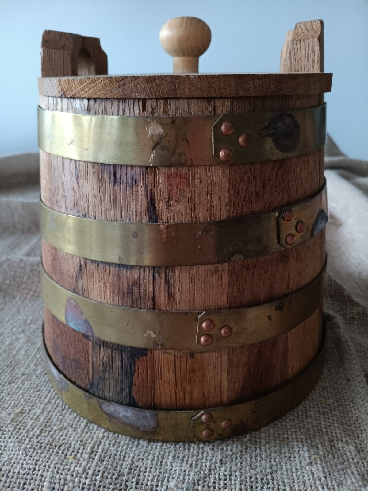 Brocante houten tabakspot, Antiek en Kunst, Ophalen of Verzenden