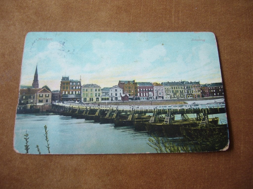 ARNHEM  =  SCHIPBRUG  BRIEFKAART  1907, Verzamelen, Ansichtkaarten | Nederland, Ophalen of Verzenden, Voor 1920, Gelopen, Gelderland
