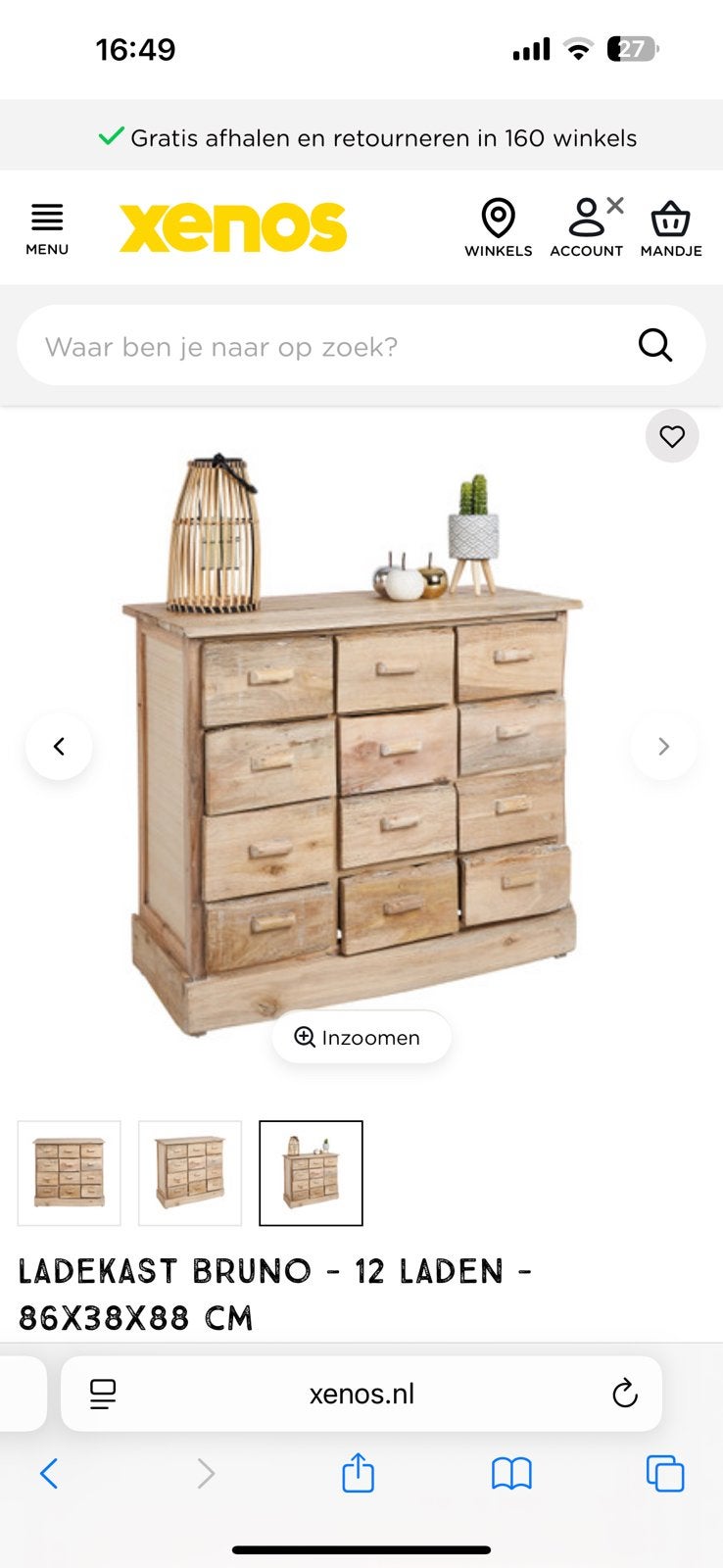 Houten kastje, Huis en Inrichting, Ophalen, 50 tot 100 cm, Zo goed als nieuw, 150 tot 200 cm