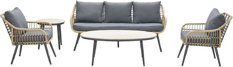 Outdoor Feelings Luxe Loungeset met 5 Zitplaatsen en Tafel, Ophalen, 5 zitplaatsen, Loungeset, Wicker