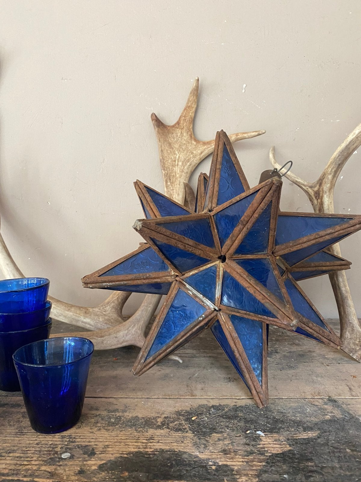 Vintage kerst ster, ster van glas, Antiek en Kunst, Ophalen of Verzenden