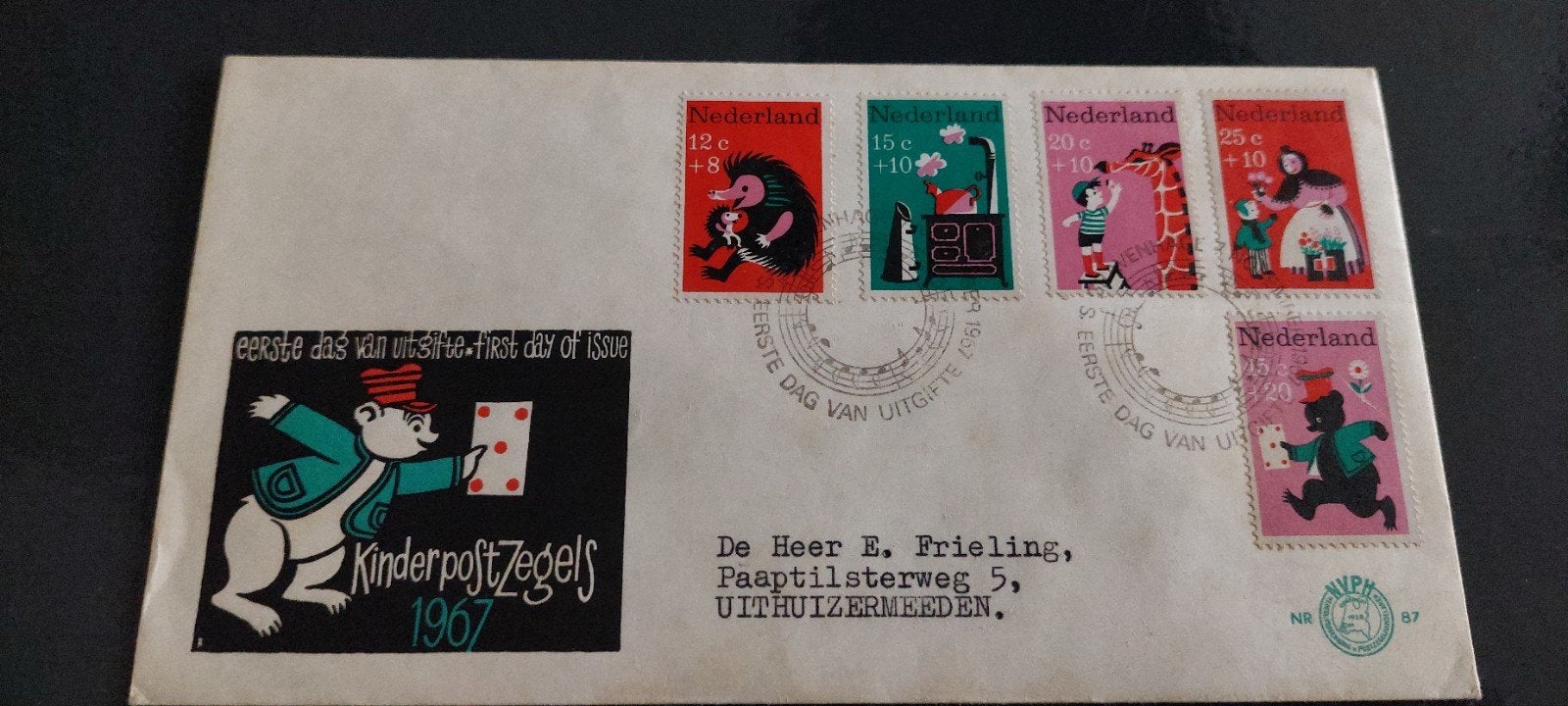 eerste dag envelop nederland e87 kind 1967, Ophalen, Beschreven, Nederland