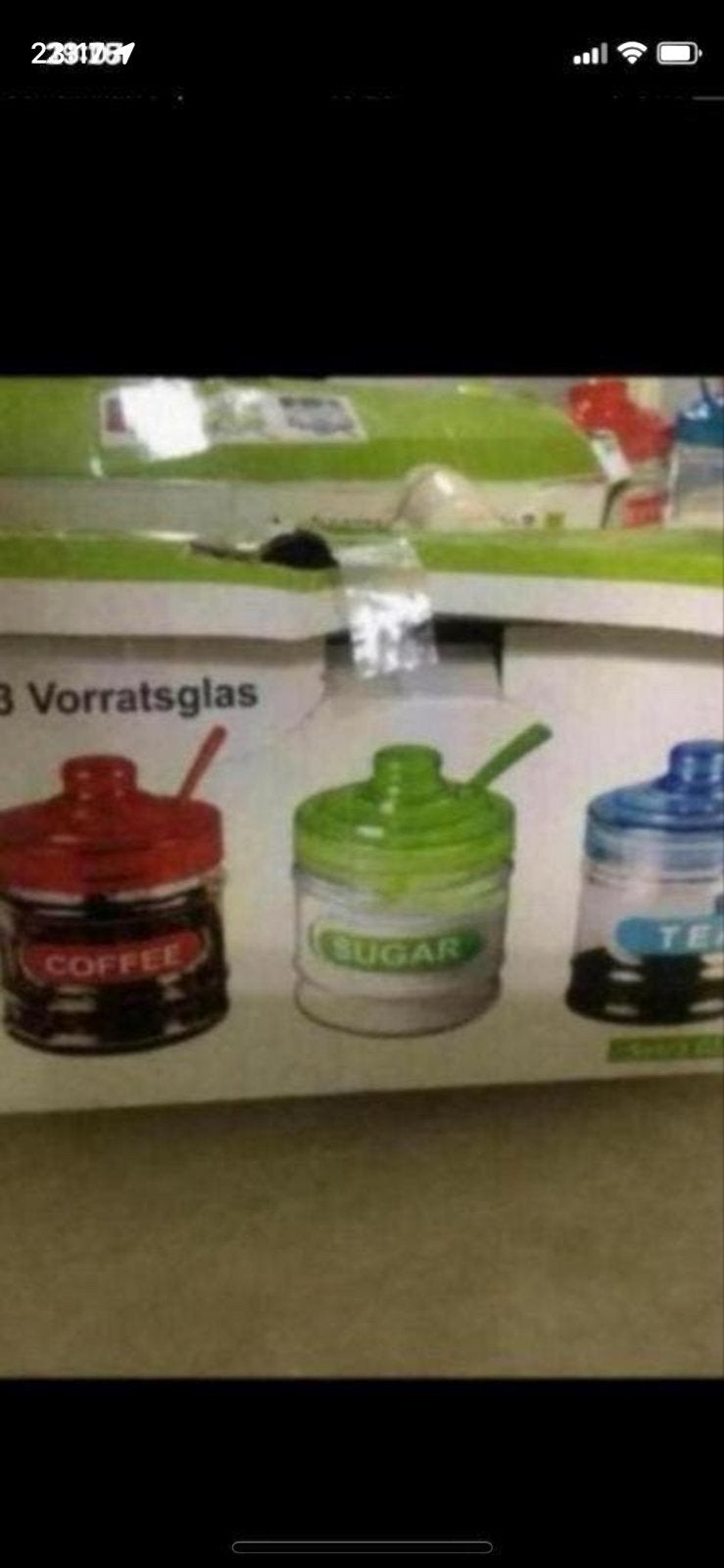 Set van 3 voorraadpotten voor koffie, suiker en thee, Ophalen, Kunststof, Nieuw, Voorraadpot