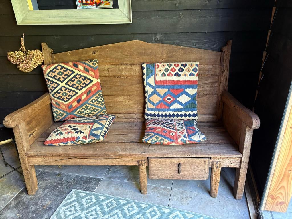 Antieke Spaanse houten bank met opbergruimte, Ophalen of Verzenden