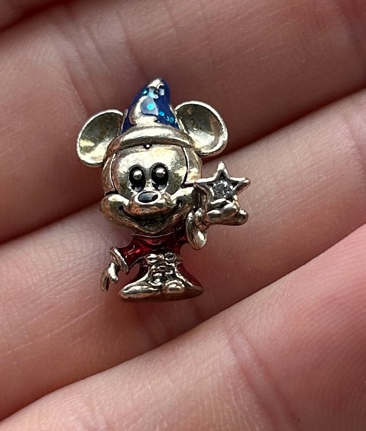 Pandora mickey mouse bedel, Sieraden, Tassen en Uiterlijk, Bedels, Ophalen of Verzenden, Zo goed als nieuw, Zilver, Pandora
