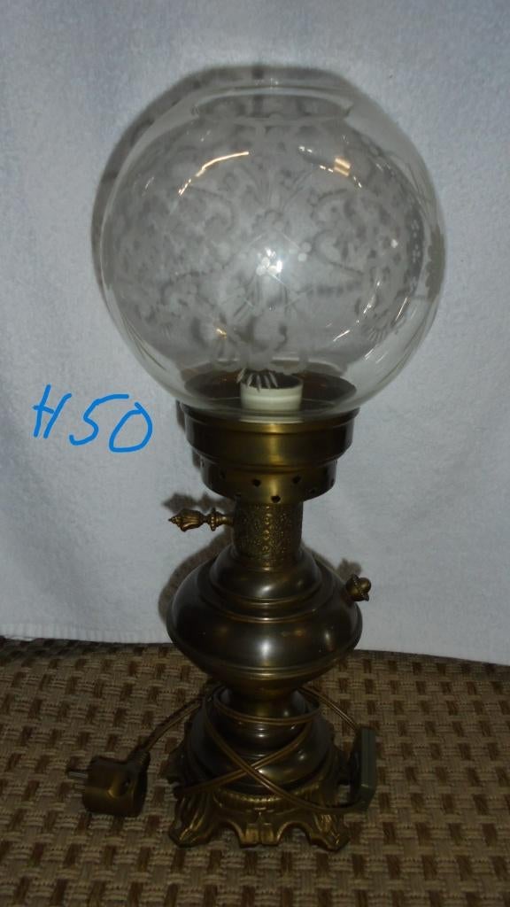 oude metalen schemerlamp H50cm, Ophalen of Verzenden