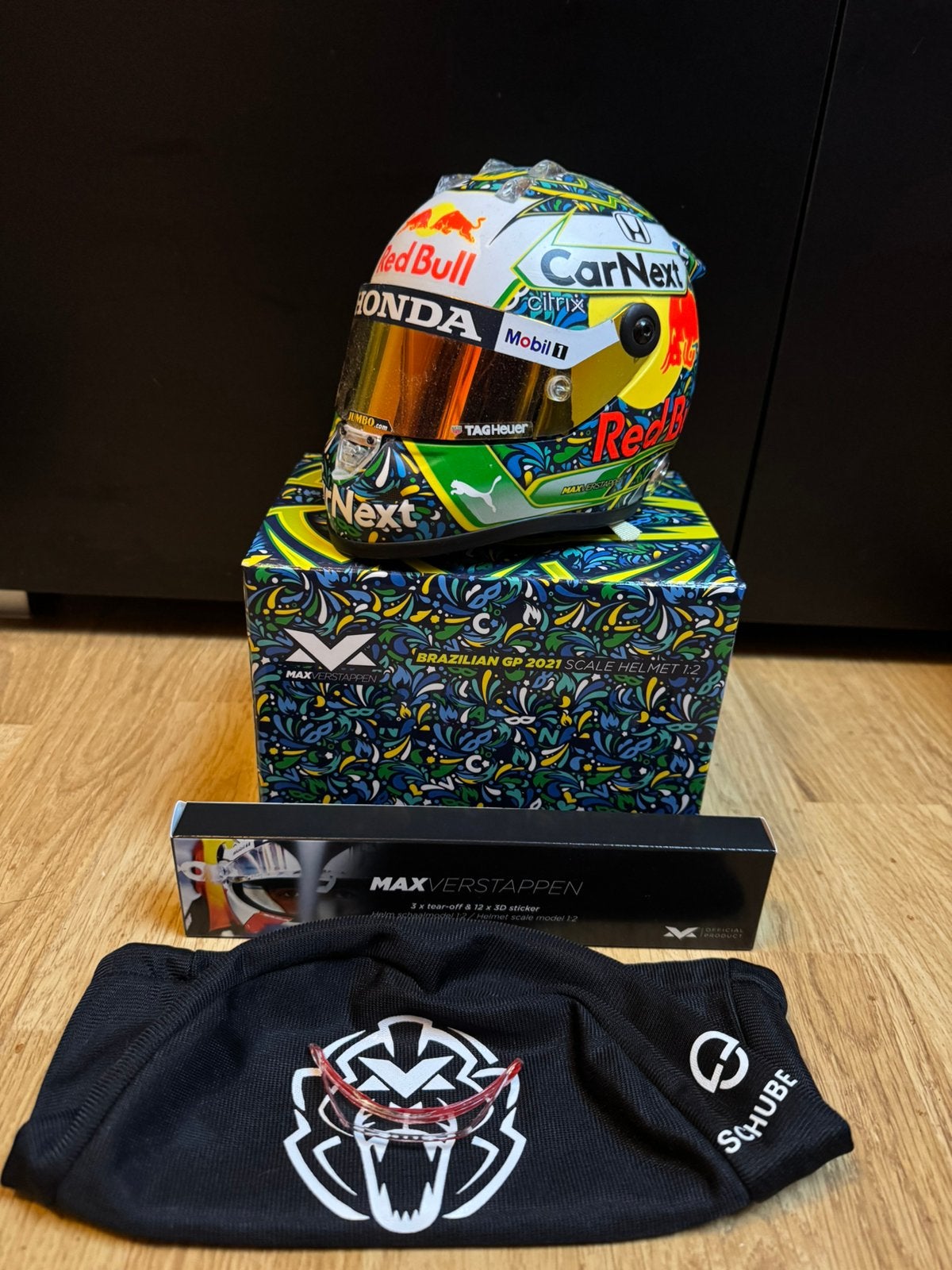 Max verstappen helm 1:2 Brazilie 2021, Ophalen of Verzenden, Zo goed als nieuw, Formule 1