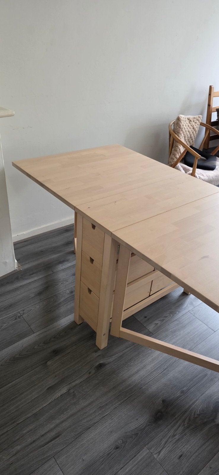 IKEA Norden Klaptafel - Berkenhout met Lades, Ophalen, Gebruikt, 100 tot 150 cm, 50 tot 100 cm