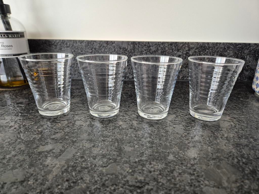 Albert Heijn - Glazen met ribbels 4 stuks, Ophalen of Verzenden, Glas, Overige stijlen, Glas of Glazen