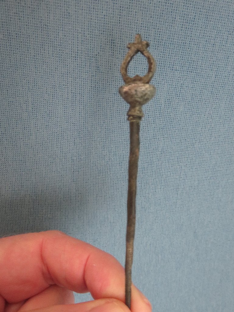 Romeinse rijk - haarnaald - 3e - 4e eeuw - bodemvondst, Ophalen of Verzenden, Brons