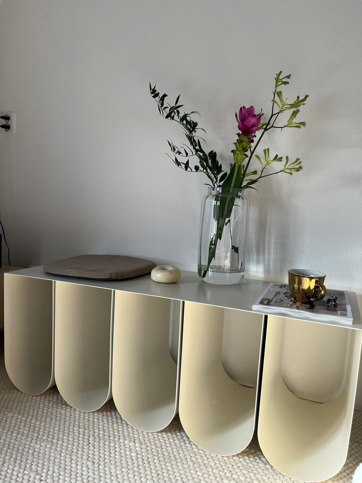 Kristina Dam Bench Metaal 1.10 x 40 beige, Ophalen, Wit, Zo goed als nieuw, Metaal