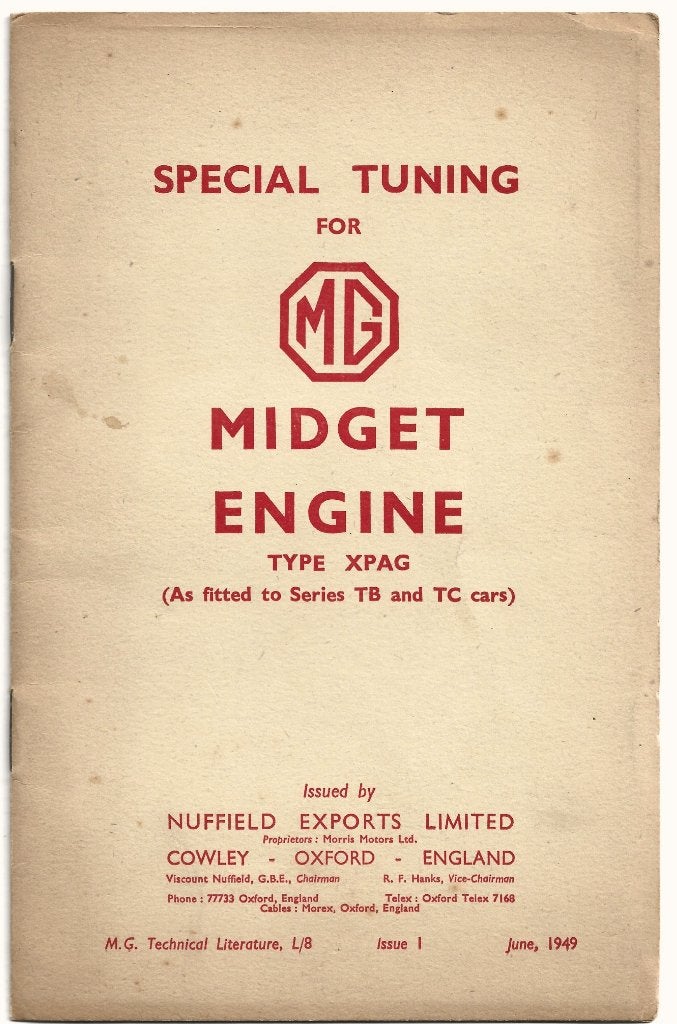 MG Midget engine tuning motor auto 1949 MG TB MG TC (A1304), Auto diversen, Handleidingen en Instructieboekjes, Verzenden