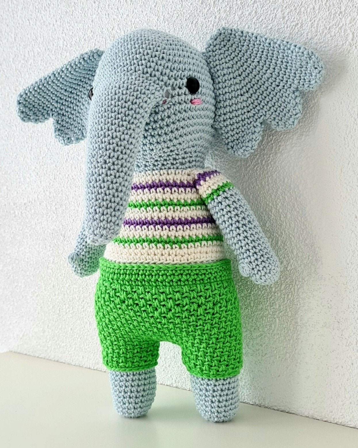 Gehaakte Olifant Knuffel - 25cm Hoog, Handgemaakt, Blauw, Nieuw, Ophalen of Verzenden