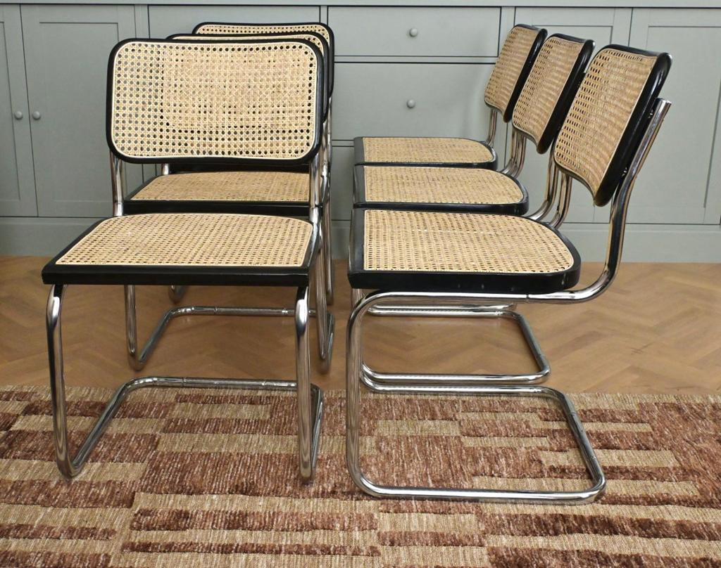 Set van 6 Gerestaureerde “Cesca” Stoelen Marcel Breuer B32, Bruin, Marcel Breuer, Zo goed als nieuw, Marcel Breuer