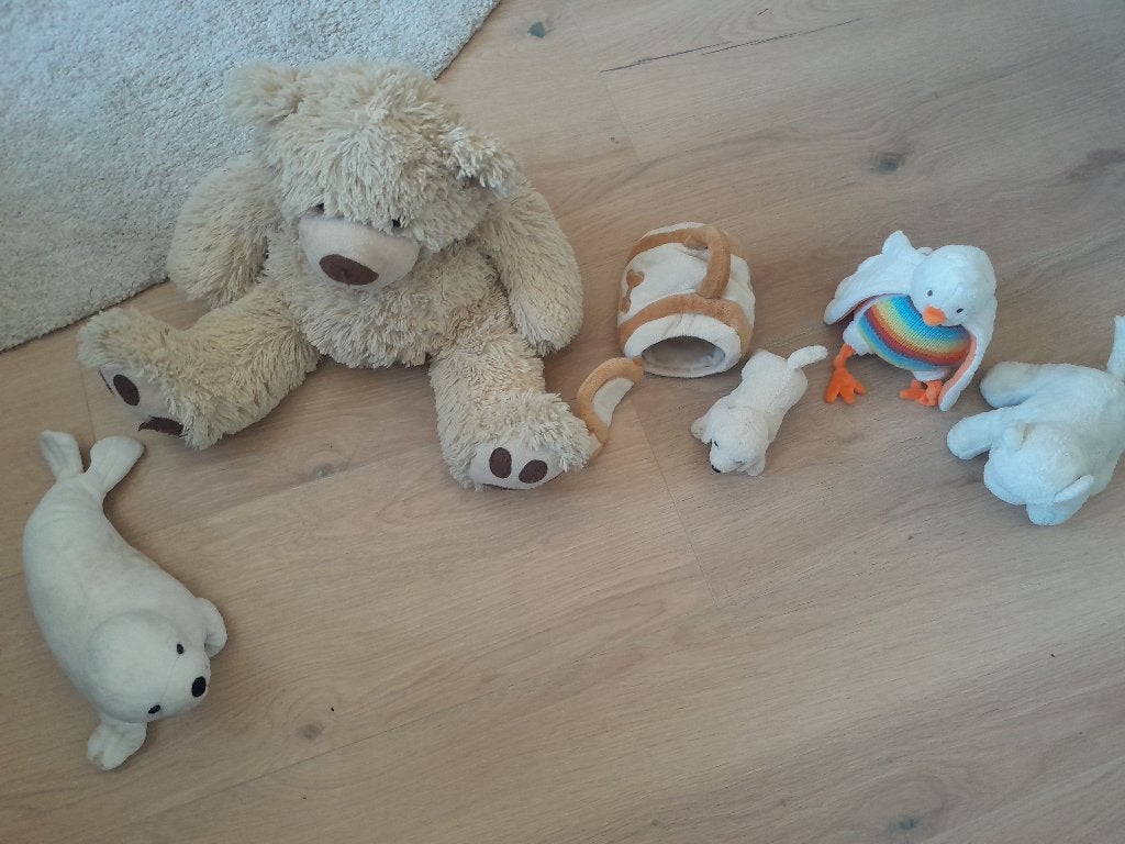 Knuffel beer, duif, hondje met hok en ijsbeertje, Ophalen, Zo goed als nieuw, Overige typen