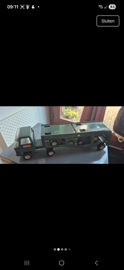 Vintage Rico Sansón Bravo speelgoedtruck met 2 jeeps, Ophalen, Gebruikt