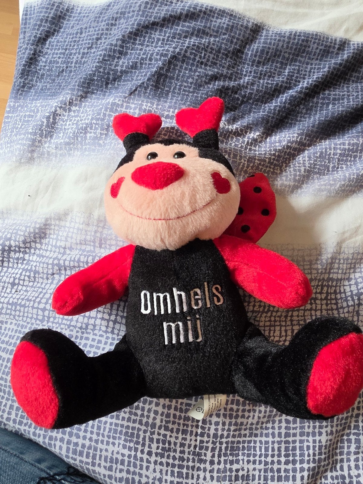 Lieveheersbeestje knuffel met 'Omhels mij' tekst, Overige merken, Overige karakters, Overige typen, Zwart