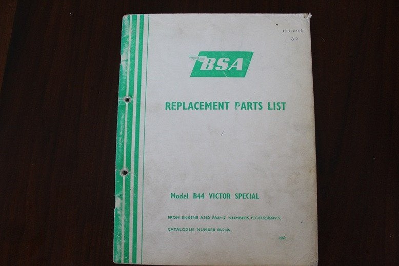 BSA B44 Victor Special 1969 motorcycle parts list, Ophalen of Verzenden, Overige merken