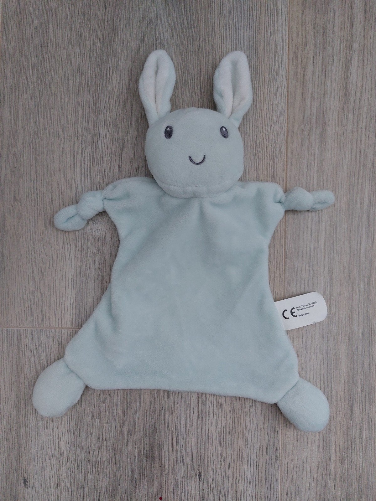 Knuffel knuffeldoekje konijn Evora Kruidvat mint blauw L2435, Ophalen of Verzenden, Zo goed als nieuw, Konijn