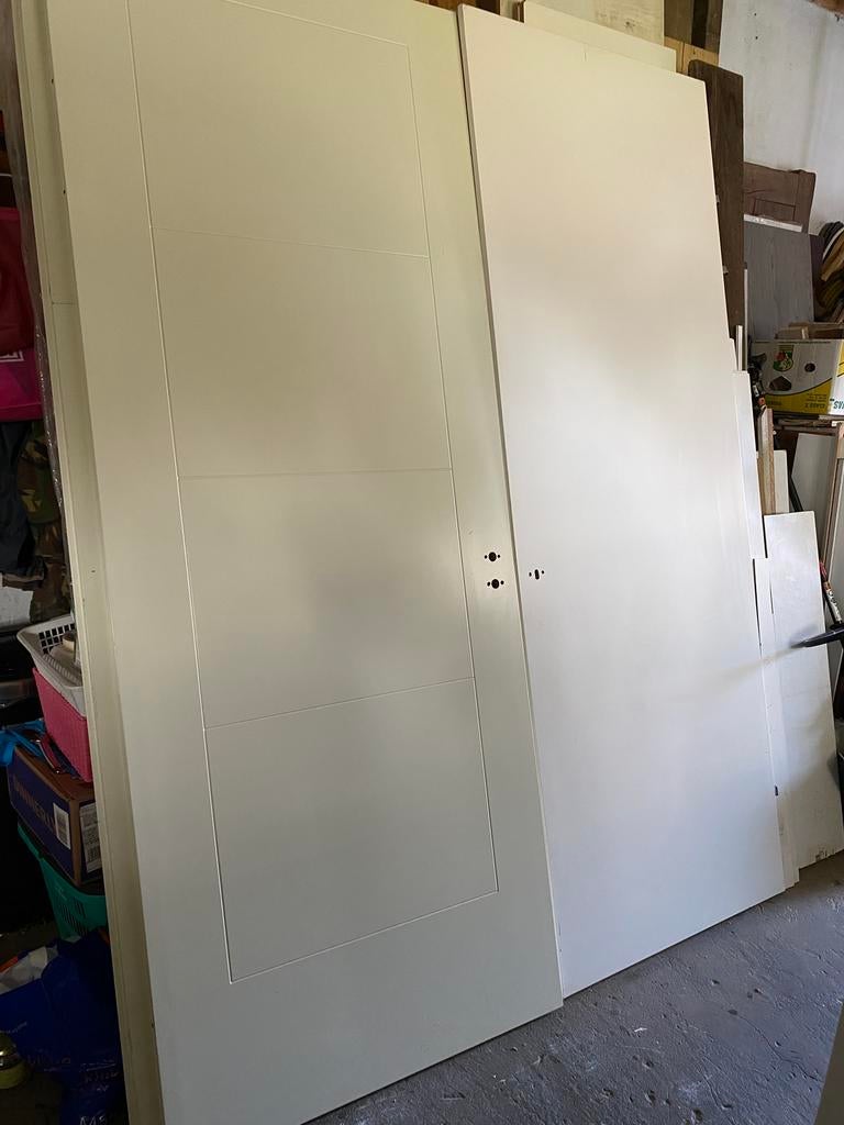 Svedex creme opdekdeur 231x90 linksdraaiend, Ophalen, 80 tot 100 cm, 215 cm of meer, Binnendeur