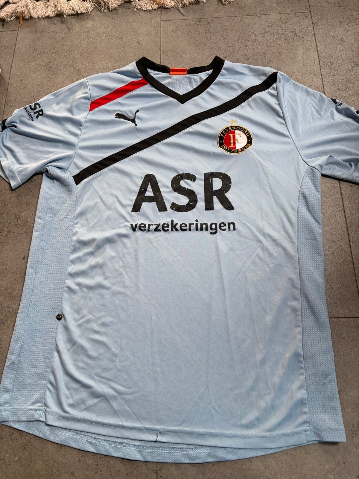 Feyenoord uitshirt 2011-2012 - Lichtblauw - Maat L, Ophalen, Gedragen, Maat 52/54 (L), Blauw