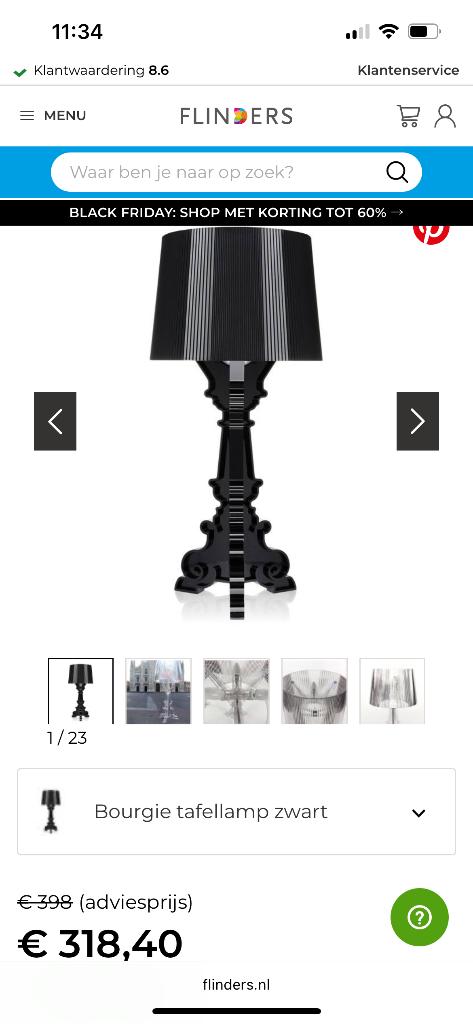 Kartell Bourgie tafellamp, Huis en Inrichting, Lampen | Tafellampen, Ophalen, Gebruikt, Kunststof