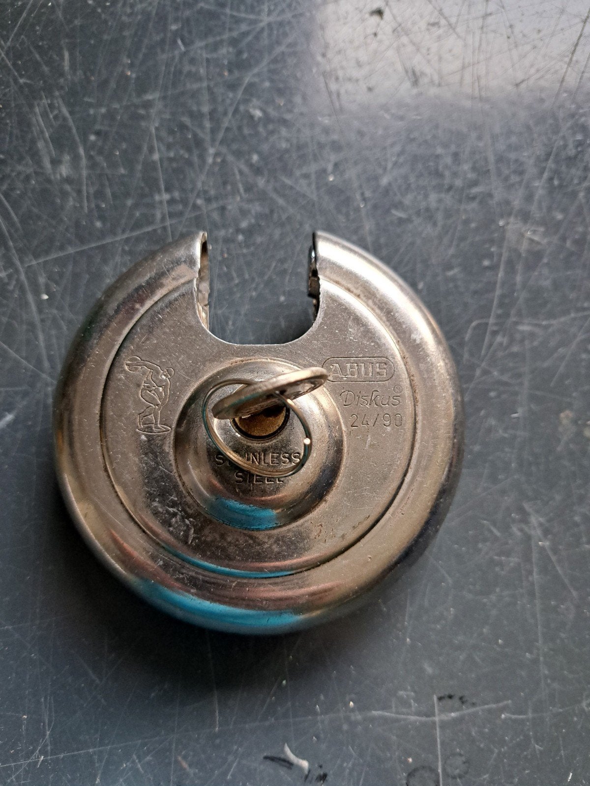 ABUS Diskus 24/90 ZWAAR Hangslot - Roestvrij staal, Ophalen of Verzenden, Gebruikt, Rvs, Slot