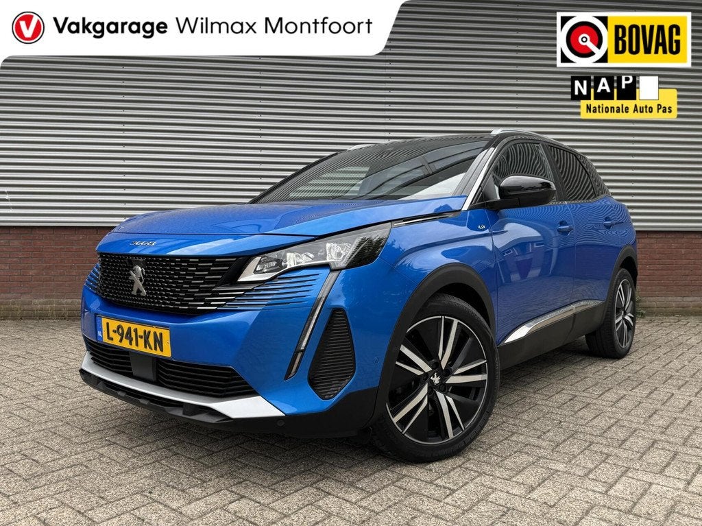 Peugeot 3008 PureTech Blue Lease GT|PANO|Focal|Alcantara/led, Gebruikt, 1199 cc, Blauw, Origineel Nederlands