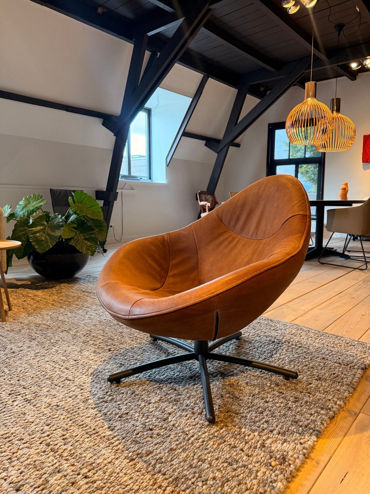 Draai fauteuil Hidde van Label van den Berg - Leer Yak brown, Ophalen, Nieuw, 75 tot 100 cm, Modern