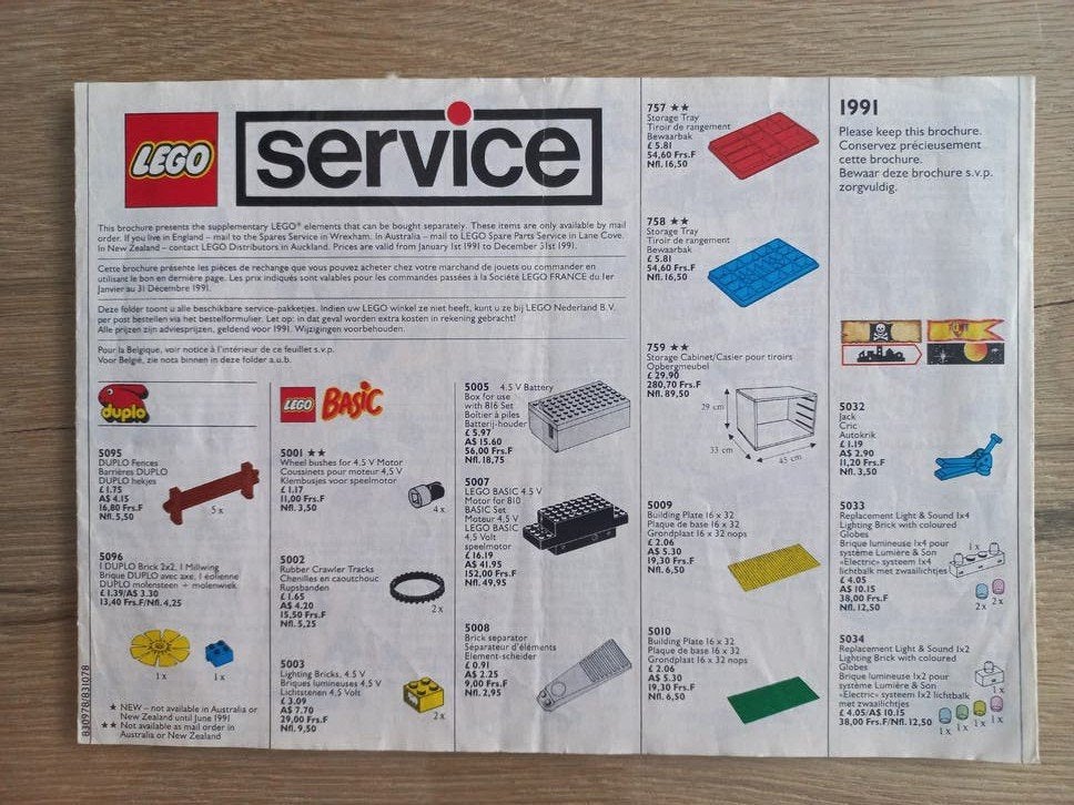 vintage LEGO Service-bestelbrochure uit 1991. Vóór het inter, Ophalen of Verzenden, Gebruikt