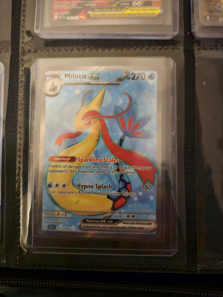 Pokemon Milotic ex 217/191 Surging Sparks, Ophalen of Verzenden, Zo goed als nieuw, Losse kaart, Foil