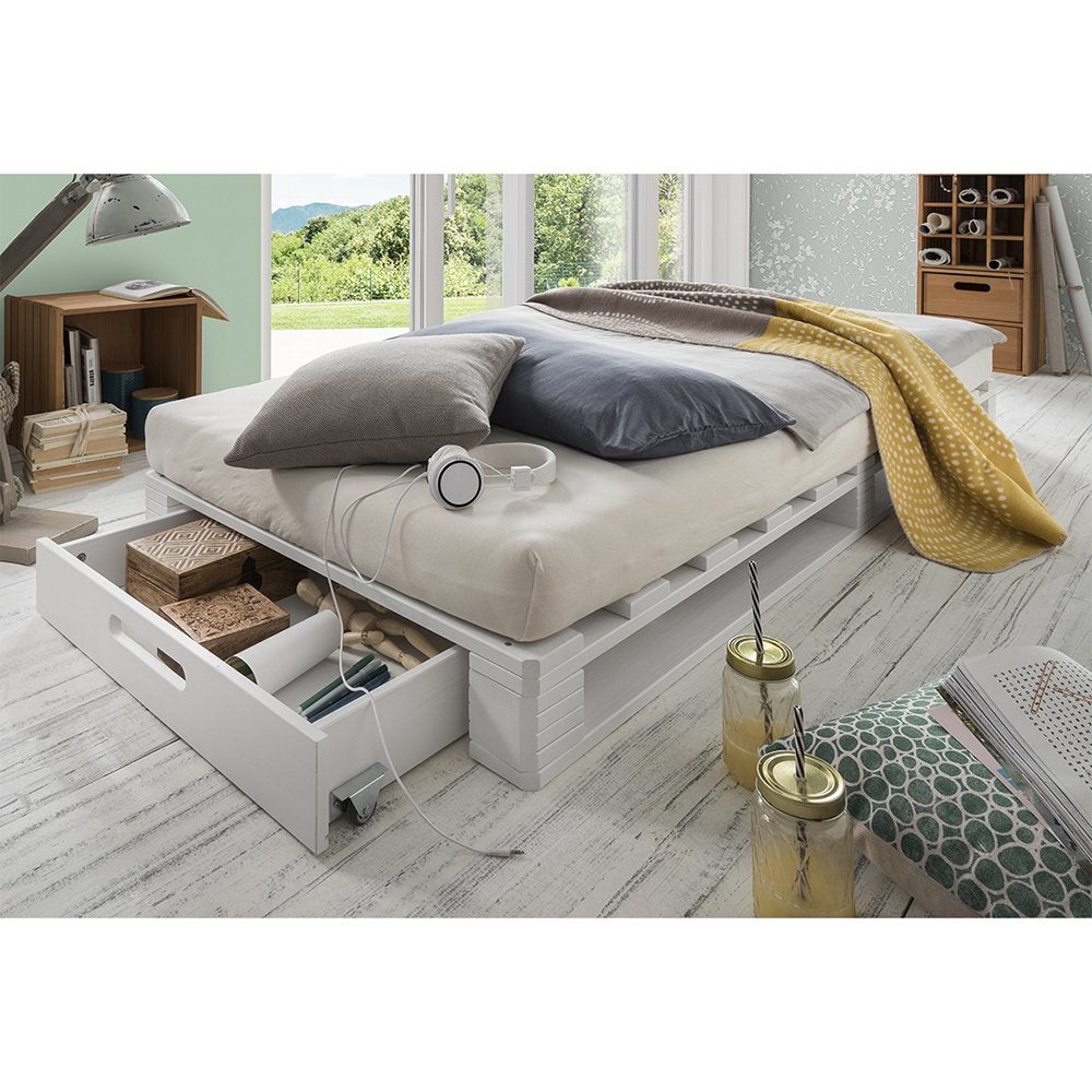 Pallet 1-persoonsbed - Wit, Niet ingevuld, Niet ingevuld, Niet ingevuld