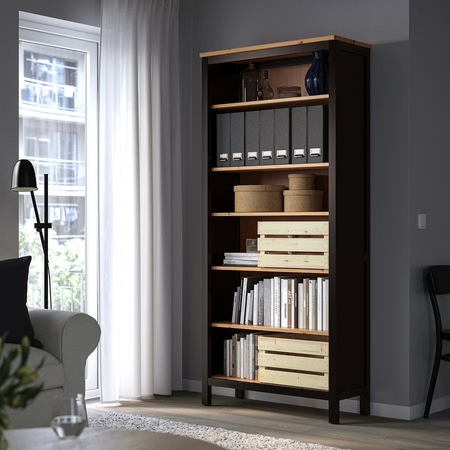 3 stuks HEMNES Boekenkast zwartbruin/lichtbruin 90x197 cm, Huis en Inrichting, Met plank(en), Zo goed als nieuw, 150 tot 200 cm