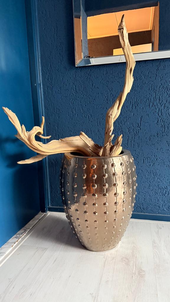 Vaas bloempot groot met gohst takken goud/koper, Huis en Inrichting, Woonaccessoires | Vazen, Overige kleuren, 50 tot 75 cm, Ophalen of Verzenden