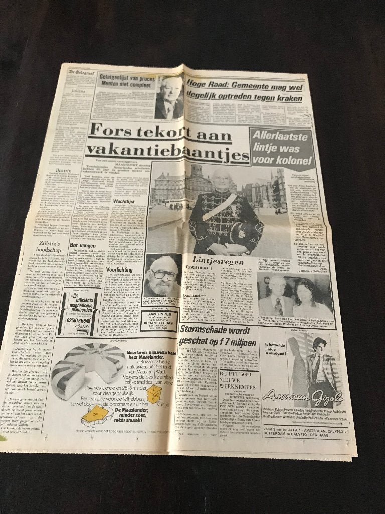 De Telegraaf  30 April 1980 losse Bladen., Ophalen of Verzenden, 1980 tot heden, Krant