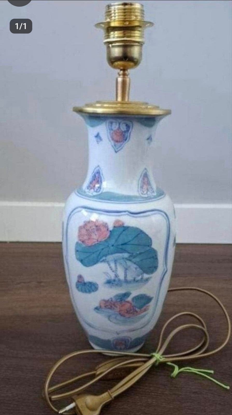 Vintage Chinese Porseleinen Tafellamp - Bloemmotief, Antiek en Kunst, Ophalen of Verzenden