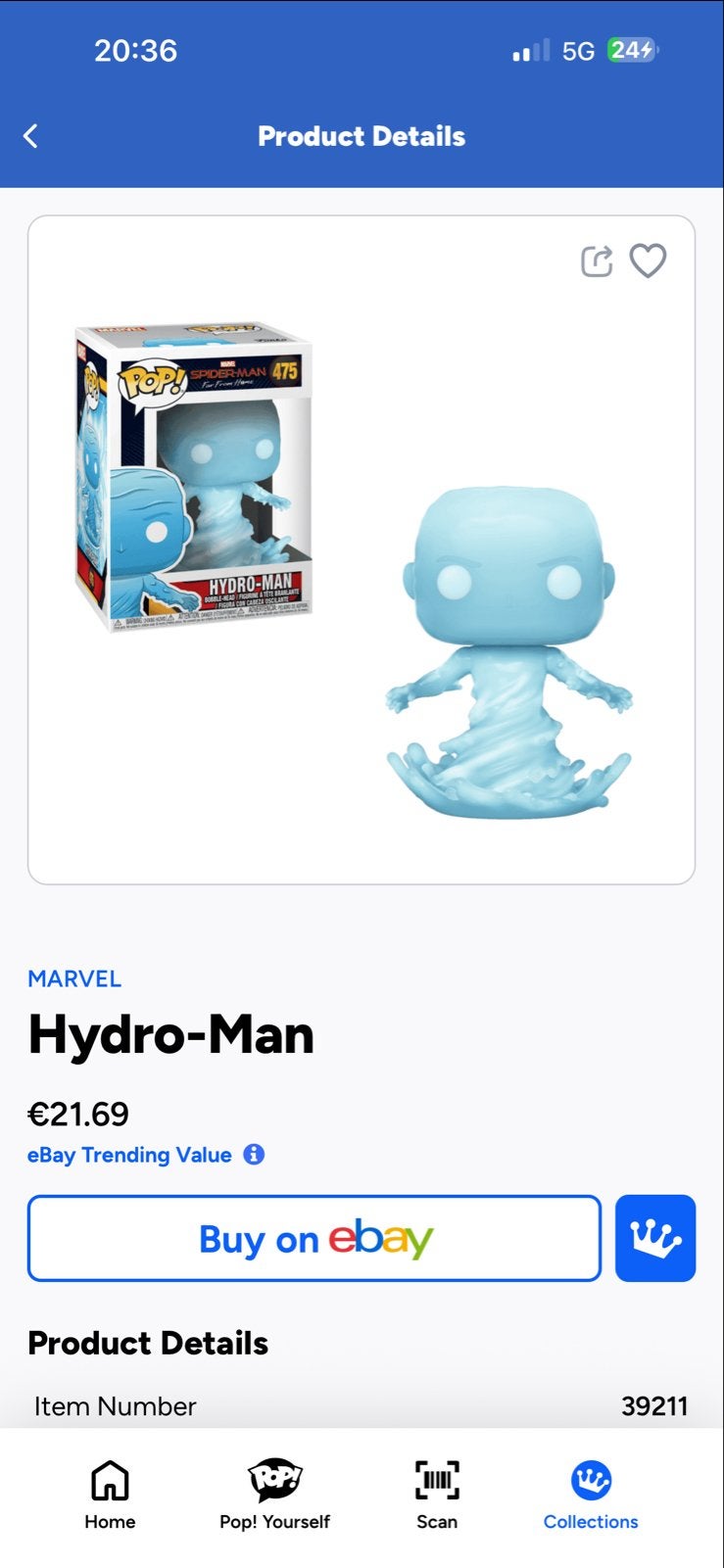 Funko Pop! Marvel Spider-Man Hydro-Man #475, Ophalen of Verzenden, Zo goed als nieuw