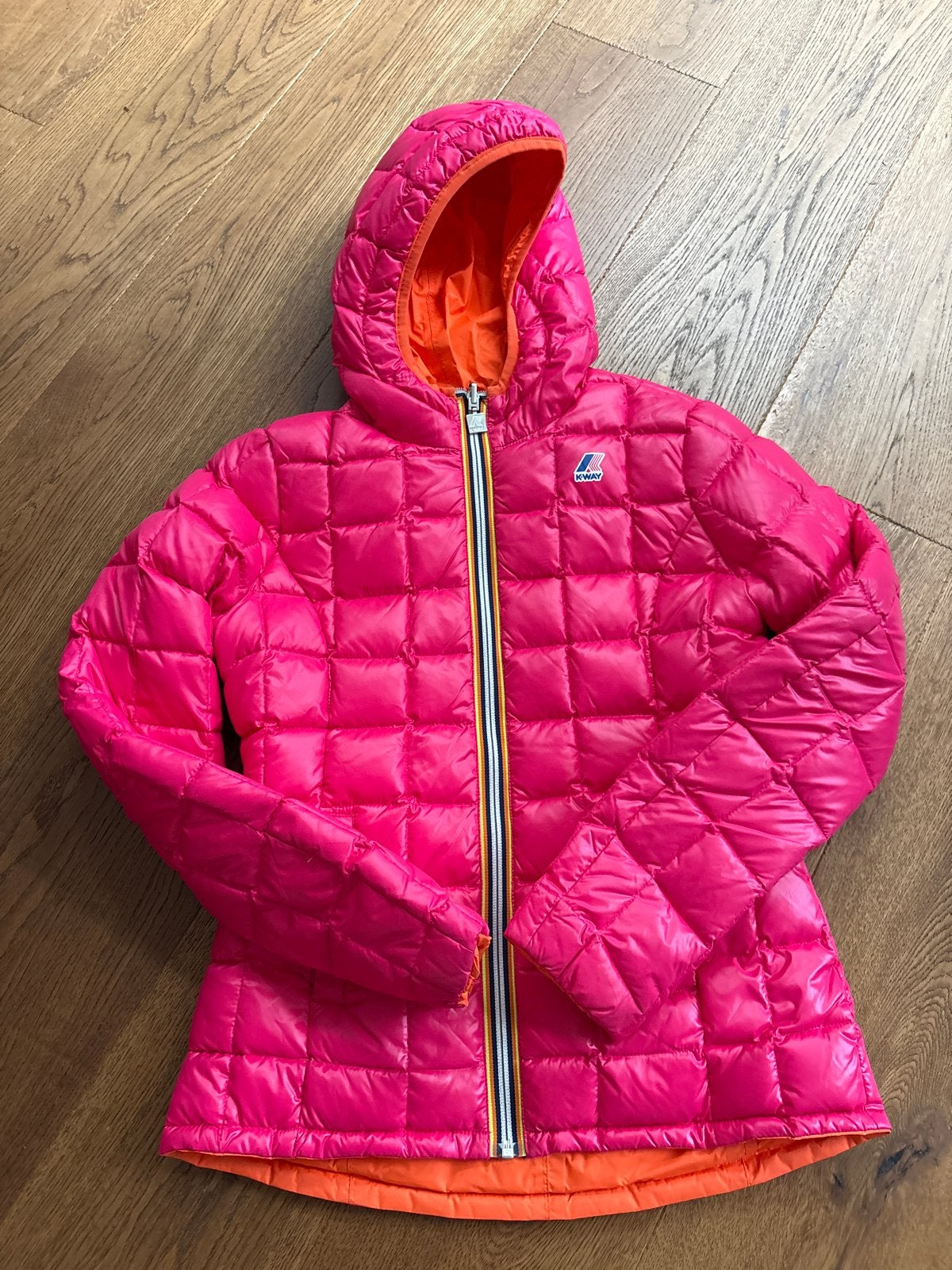 K-Way Lily Thermo Plus Double jas roze/oranje maat 8, Kinderen en Baby's, Kinderkleding | Overige, Gebruikt, Meisje, Ophalen of Verzenden