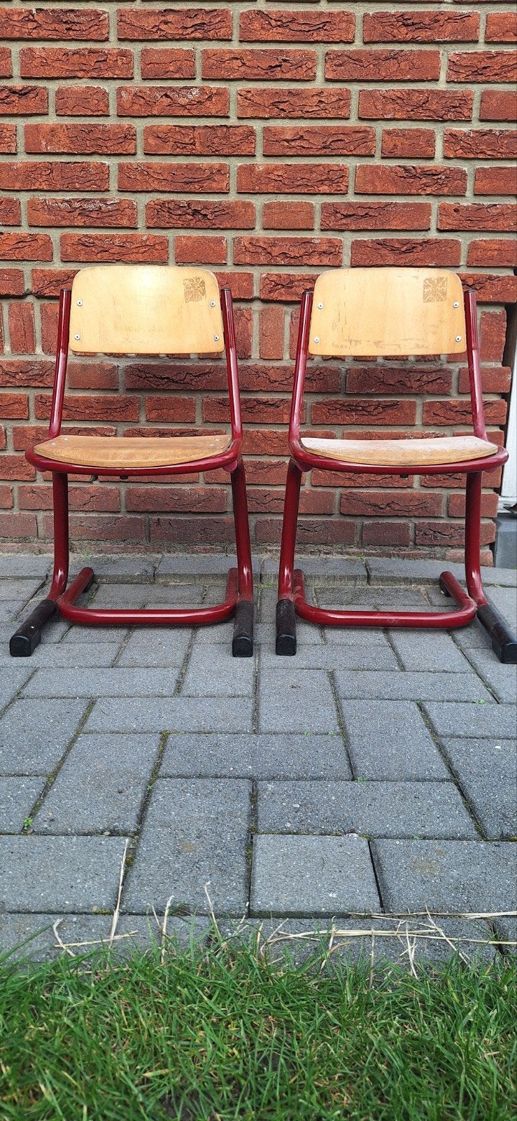 Vintage schoolstoelen - Set van 2, Ophalen, Gebruikt, Twee, Vintage, Retro, Industrieel