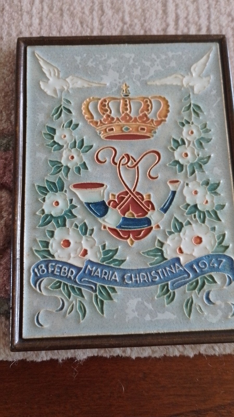 Cloisonné tegel Maria Christina 1947, Antiek en Kunst, Ophalen of Verzenden