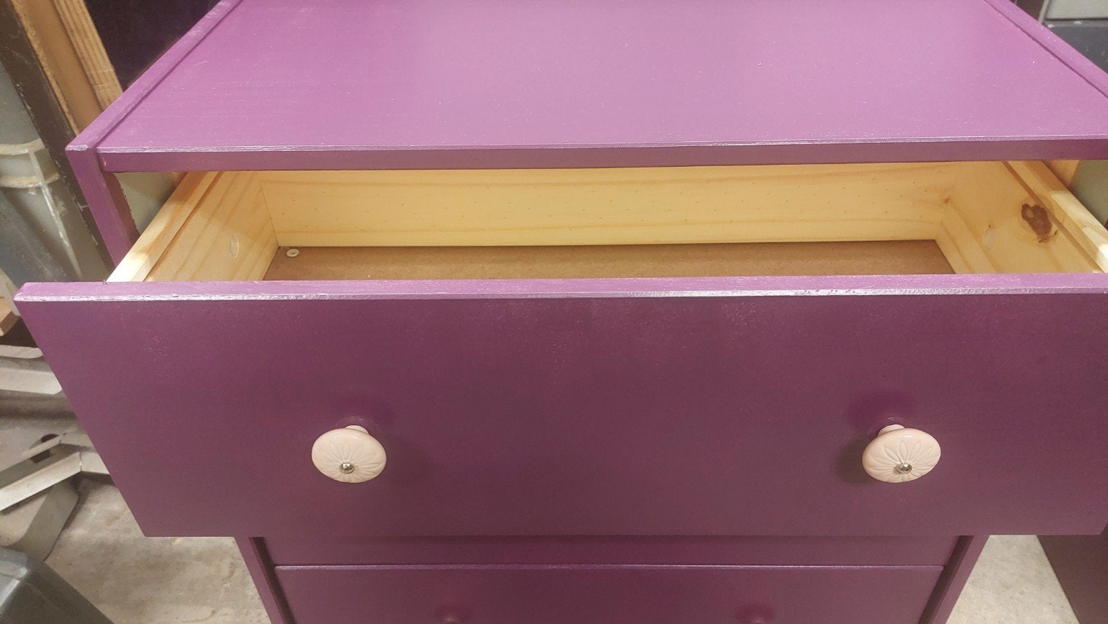 Set van 2 paarse ladekasten met 3 laden, Ophalen, Gebruikt, Modern, Speels, 50 tot 100 cm