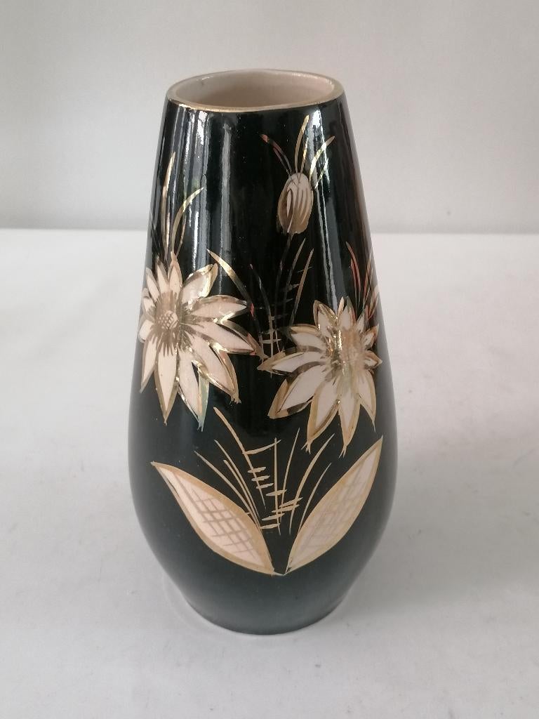 vintage keramieke vaas foreign met bloemmotief izgst 25 cm, Ophalen of Verzenden