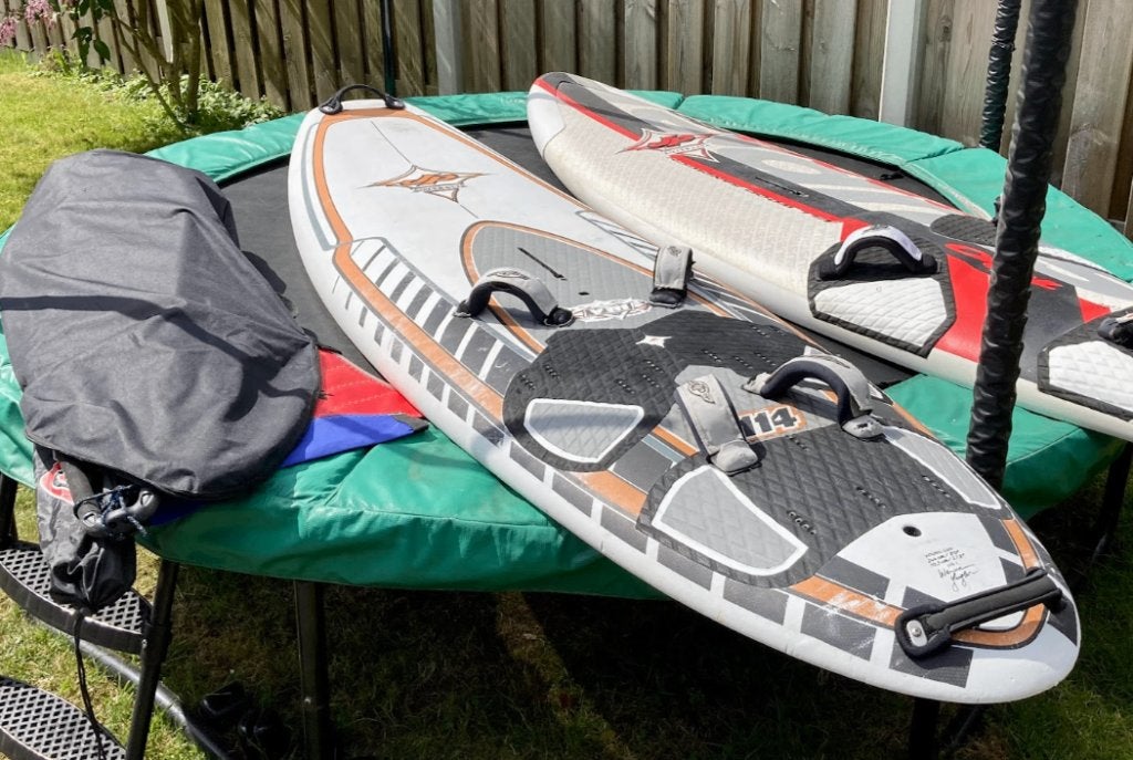 Kind Jeugd Windsurfset JP Young Gun 114 + 2 zeilen compleet, Ophalen, Gebruikt, Minder dan 250 cm, Met mast