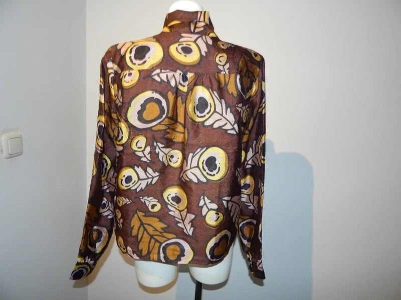 Baum und Pferdgarten blouse print glans strik hals Als Nieuw, Maat 38/40 (M), Bruin, Verzenden, Baum und Pferdgarten