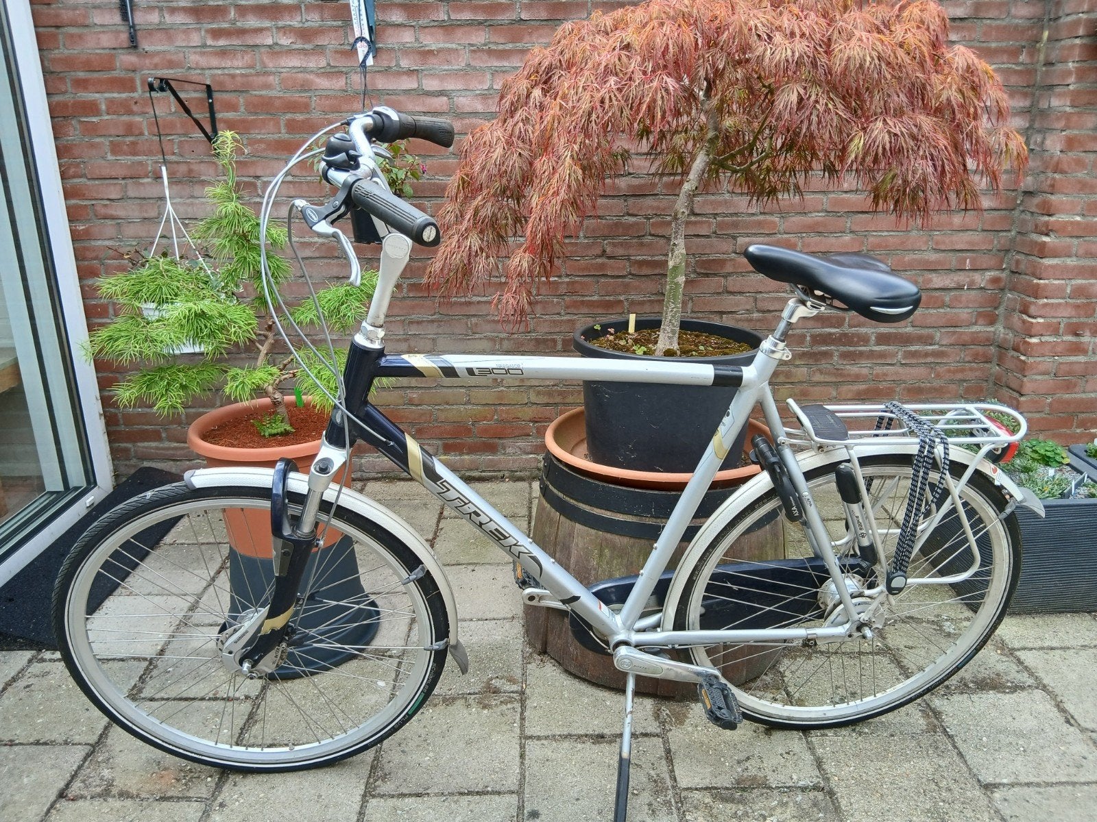 Herenfiets Trek L300  ,framehoogte 66cm., Gebruikt, Versnellingen, 56 cm of meer, Trommelrem