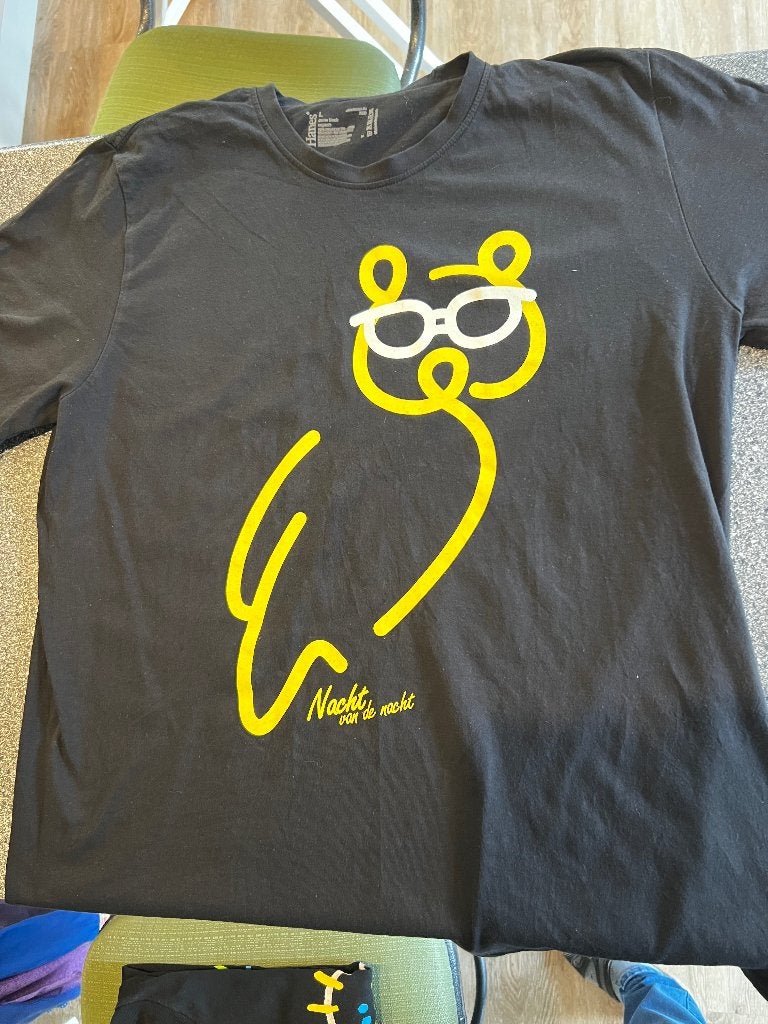Nacht van de Nacht, zwart T-shirt met uil, mt L, Kleding | Dames, Ophalen, Hanes, Zwart, Maat 42/44 (L)