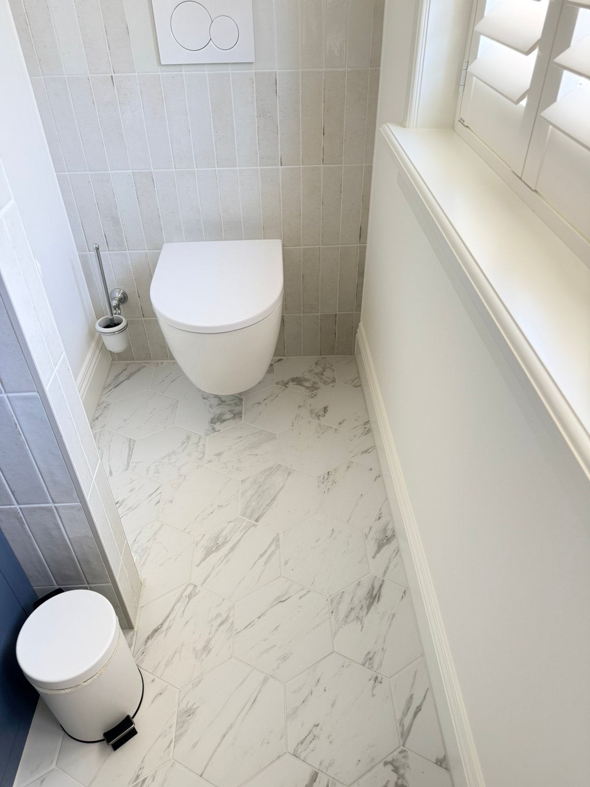 Hexagon Carrara 22x25,1 cm marmer look tegels, Ophalen, Keramiek, Nieuw, 20 tot 40 cm