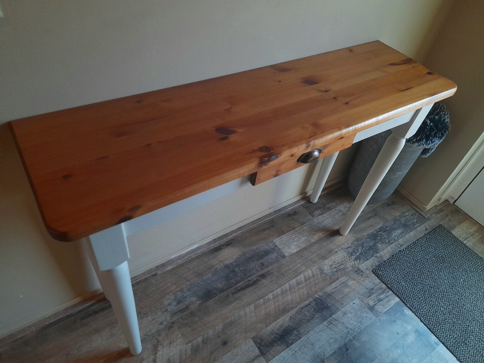 grenen sidetable met lade, Huis en Inrichting, Tafels | Sidetables, Gebruikt, Minder dan 25 cm, 100 tot 150 cm, Rechthoekig, Grenenhout