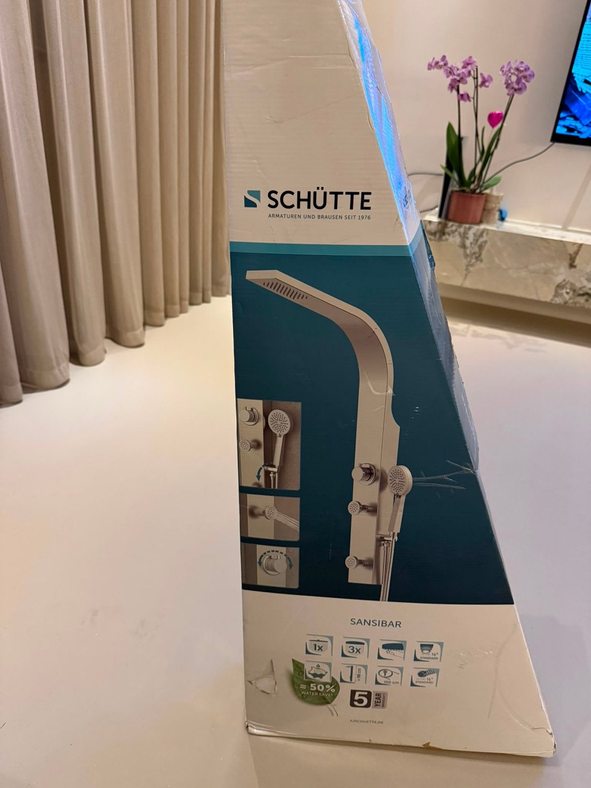 Schütte Sansibar Douchepaneel - Nieuw in doos, Ophalen of Verzenden, Nieuw, Rvs, Douche