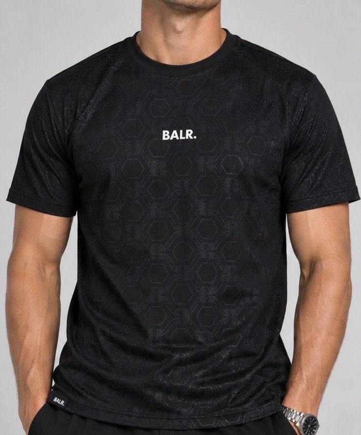 BALR. T-shirt met patroon en logo - Maat M, Maat 48/50 (M), Zwart, Ophalen of Verzenden, Zo goed als nieuw